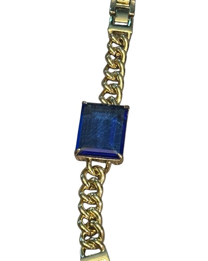 Elegant Heidi Daus Gold Bracelet Lg Blue Crystal HOT ROCKS