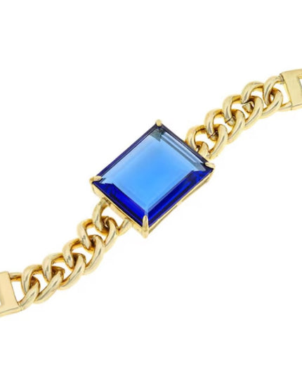 Elegant Heidi Daus Gold Bracelet Lg Blue Crystal HOT ROCKS