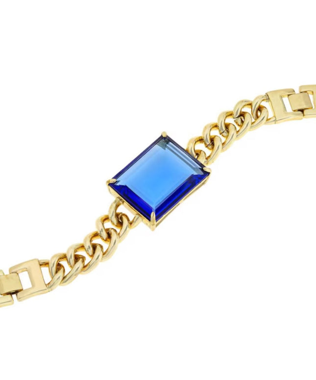 Elegant Heidi Daus Gold Bracelet Lg Blue Crystal HOT ROCKS