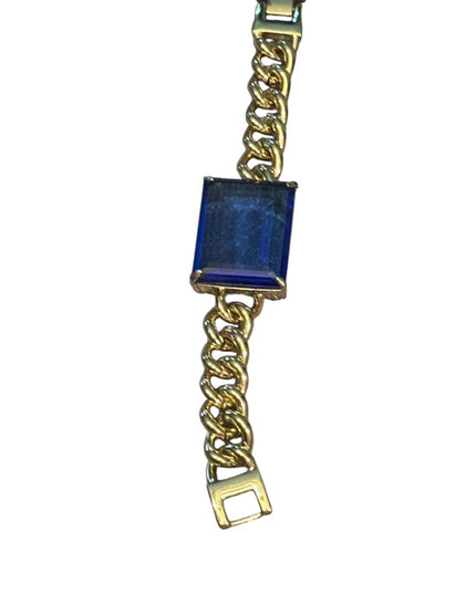 Elegant Heidi Daus Gold Bracelet Lg Blue Crystal HOT ROCKS