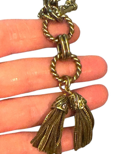 Elegant Heidi Daus Tassel Gold Chain Bracelet with Pave Crystals