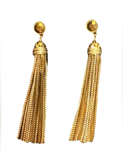 Elegant Heidi Daus  Gold Tassel Earrings Crystal Accents Pave Design
