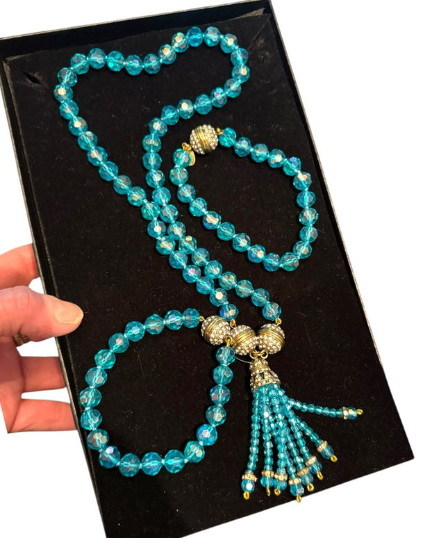 Blue Heidi Daus Beaded Necklace Bracelet Set Heidi Endless Possibilities…