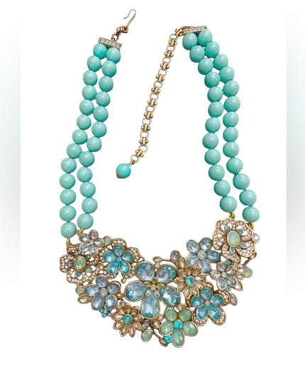 Heidi Daus Floral Necklace Glorious Garden Turquoise Flower Necklace