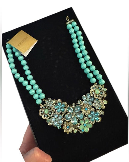 Heidi Daus Floral Necklace Glorious Garden Turquoise Flower Necklace