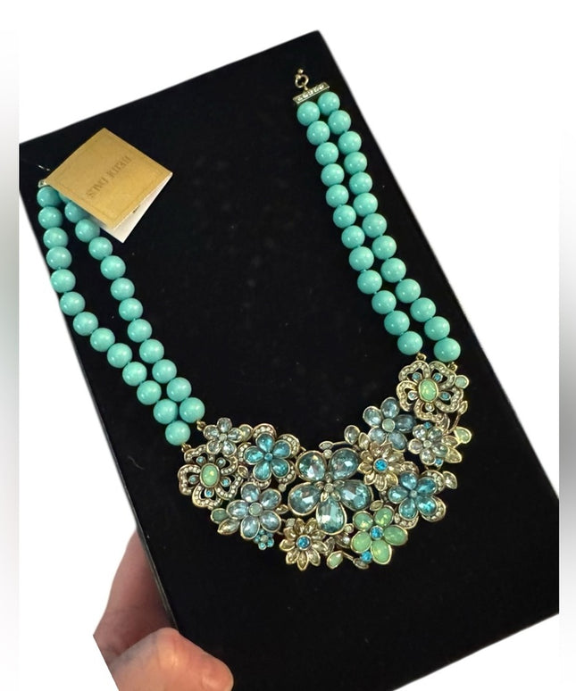 Heidi Daus Floral Necklace Glorious Garden Turquoise Flower Necklace