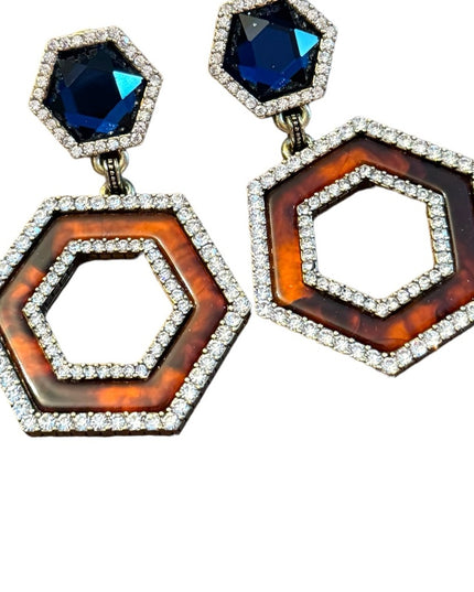 Lovely Heidi Daus substantial rhinestone dangle earrings with blue and b…