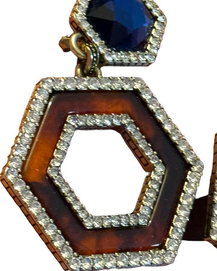 Lovely Heidi Daus substantial rhinestone dangle earrings with blue and b…