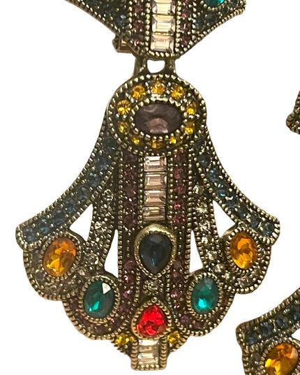 Retired Heidi Daus Art Deco dangle Royal Earrings fruit salad  crystal f…