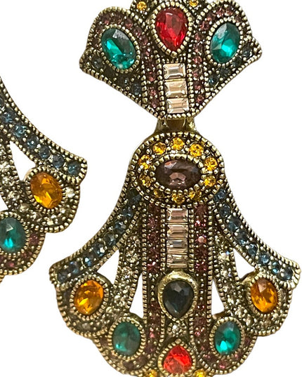 Retired Heidi Daus Art Deco dangle Royal Earrings fruit salad  crystal f…