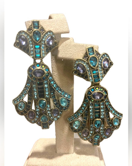 Retired Heidi Daus Art Deco dangle Royalty Earrings amethyst Purple topa…