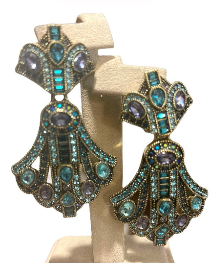 Retired Heidi Daus Art Deco dangle Royalty Earrings amethyst Purple topa…