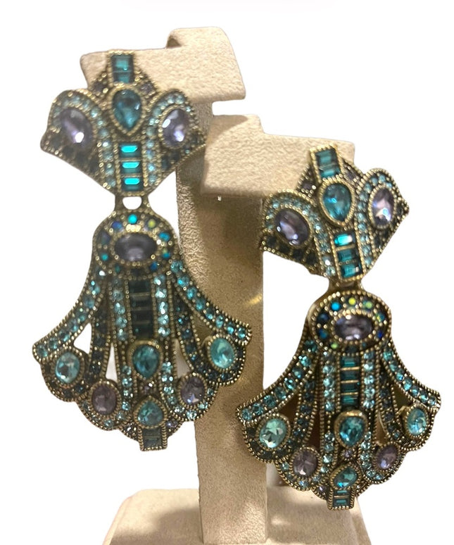 Retired Heidi Daus Art Deco dangle Royalty Earrings amethyst Purple topa…