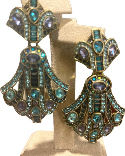 Retired Heidi Daus Art Deco dangle Royalty Earrings amethyst Purple topa…