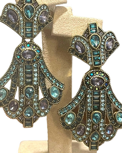Retired Heidi Daus Art Deco dangle Royalty Earrings amethyst Purple topa…