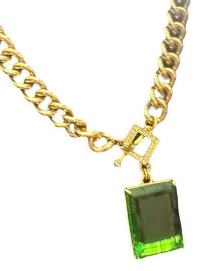 Elegant HEIDI DAUS HOT ROCKS Green Crystal Gold Pave Runway Pendant Neckl…