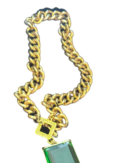 Elegant HEIDI DAUS HOT ROCKS Green Crystal Gold Pave Runway Pendant Neckl…