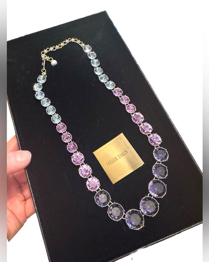 Heidi Daus RARE Lilacs Stunning Purple & Blue CRYSTAL & Gold  Necklace