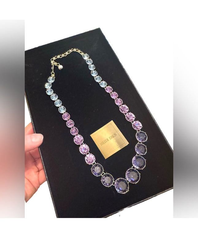 Heidi Daus RARE Lilacs Stunning Purple & Blue CRYSTAL & Gold  Necklace