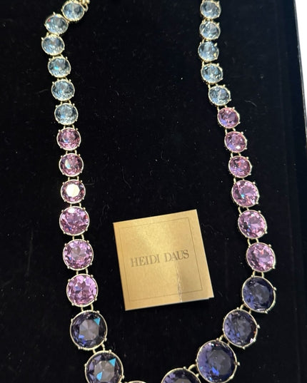 Heidi Daus RARE Lilacs Stunning Purple & Blue CRYSTAL & Gold  Necklace