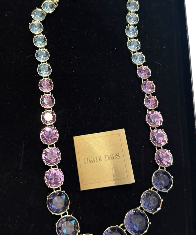 Heidi Daus RARE Lilacs Stunning Purple & Blue CRYSTAL & Gold  Necklace