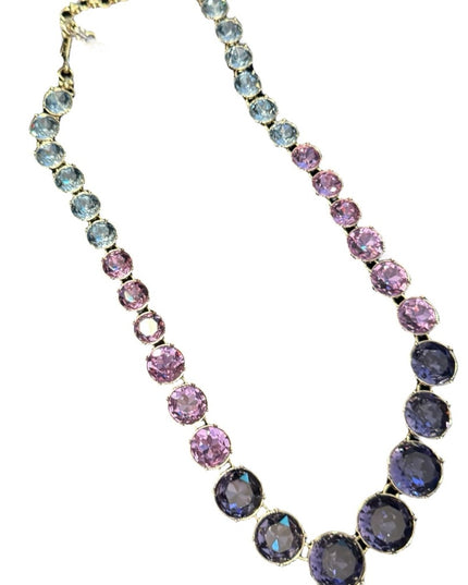Heidi Daus RARE Lilacs Stunning Purple & Blue CRYSTAL & Gold  Necklace
