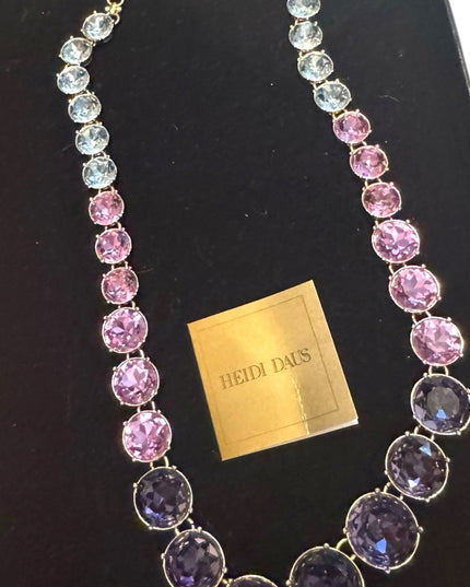 Heidi Daus RARE Lilacs Stunning Purple & Blue CRYSTAL & Gold  Necklace