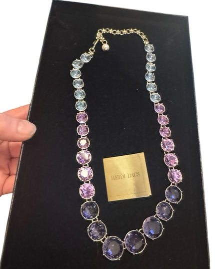 Heidi Daus RARE Lilacs Stunning Purple & Blue CRYSTAL & Gold  Necklace