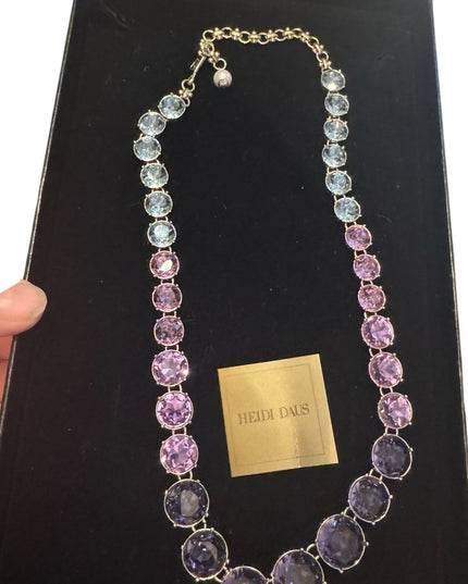 Heidi Daus RARE Lilacs Stunning Purple & Blue CRYSTAL & Gold  Necklace