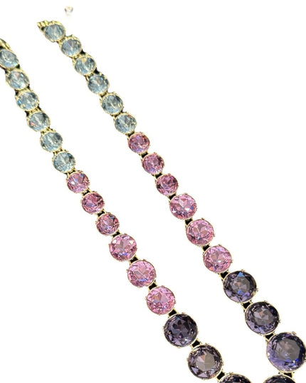 Heidi Daus RARE Lilacs Stunning Purple & Blue CRYSTAL & Gold  Necklace