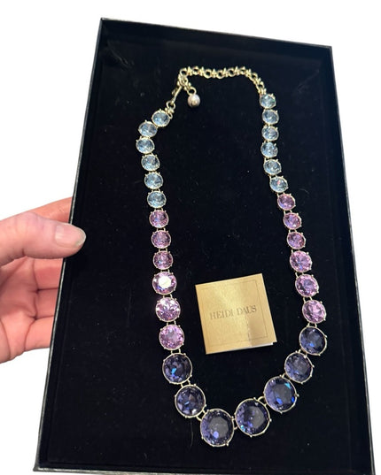 Heidi Daus RARE Lilacs Stunning Purple & Blue CRYSTAL & Gold  Necklace