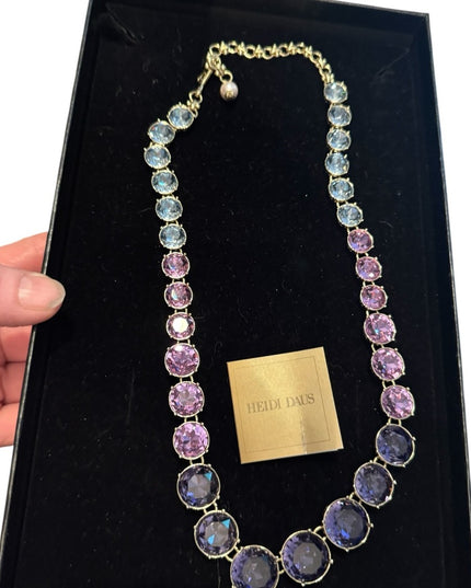 Heidi Daus RARE Lilacs Stunning Purple & Blue CRYSTAL & Gold  Necklace