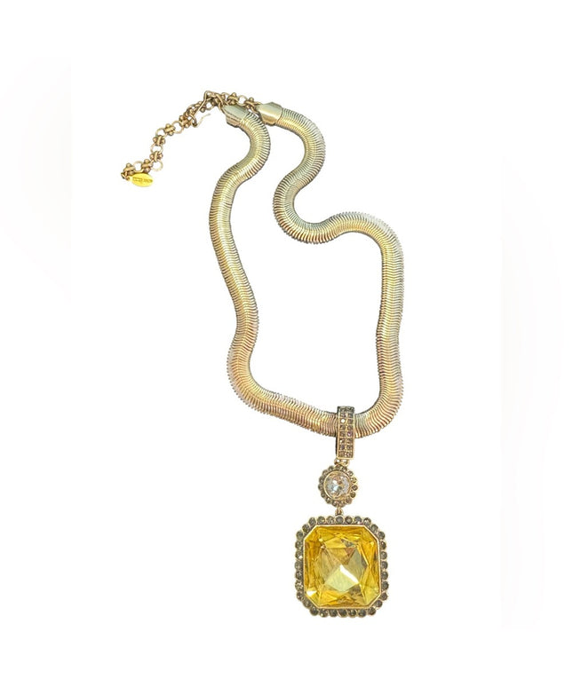 HEIDI DAUS "Breakfast at Heidi's" Jonquil Canary Crystal Enhancer Necklace NIB
