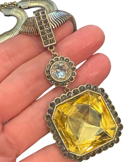 HEIDI DAUS "Breakfast at Heidi's" Jonquil Canary Crystal Enhancer Necklace NIB