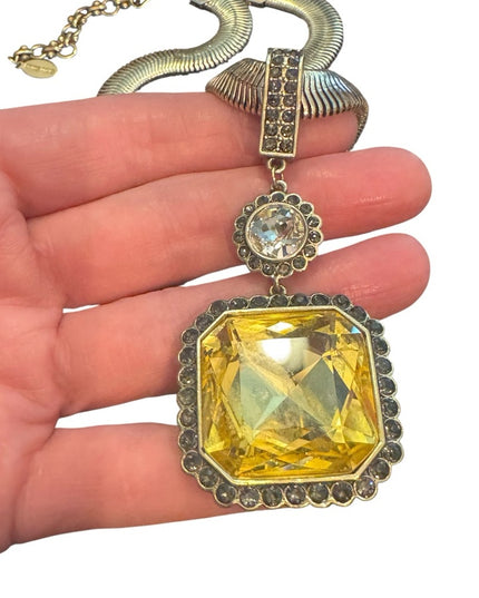 HEIDI DAUS "Breakfast at Heidi's" Jonquil Canary Crystal Enhancer Necklace NIB
