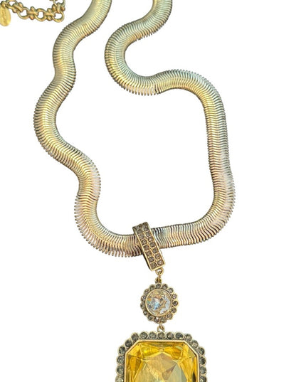 HEIDI DAUS "Breakfast at Heidi's" Jonquil Canary Crystal Enhancer Necklace NIB