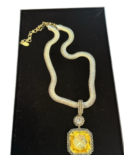 HEIDI DAUS "Breakfast at Heidi's" Jonquil Canary Crystal Enhancer Necklace NIB