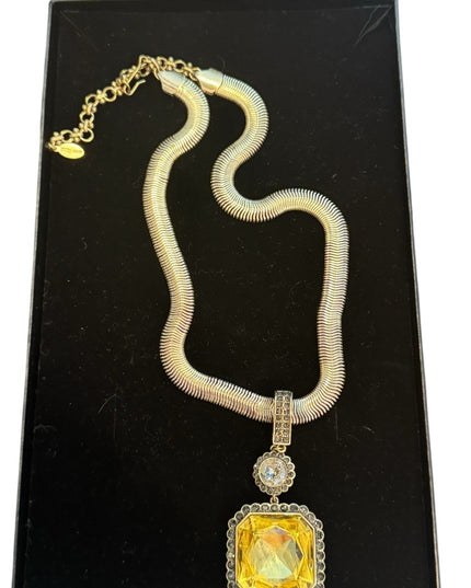 HEIDI DAUS "Breakfast at Heidi's" Jonquil Canary Crystal Enhancer Necklace NIB