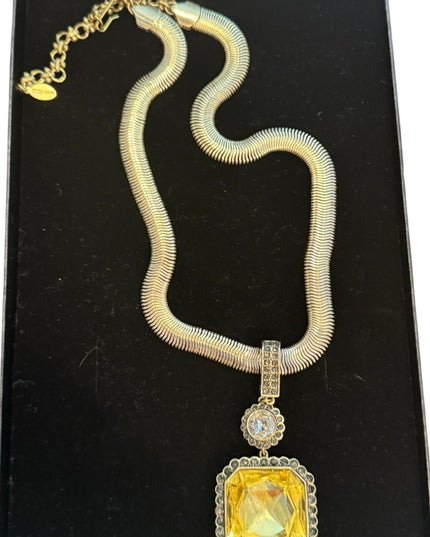 HEIDI DAUS "Breakfast at Heidi's" Jonquil Canary Crystal Enhancer Necklace NIB