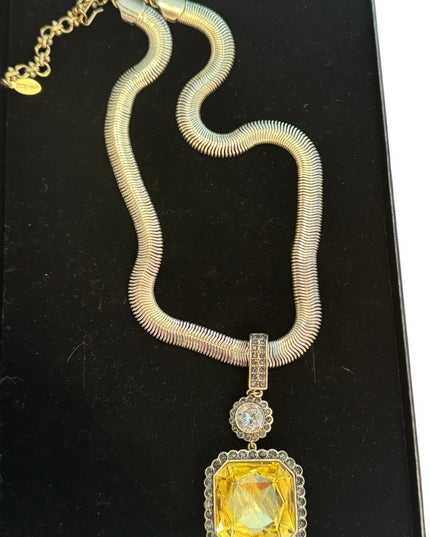 HEIDI DAUS "Breakfast at Heidi's" Jonquil Canary Crystal Enhancer Necklace NIB