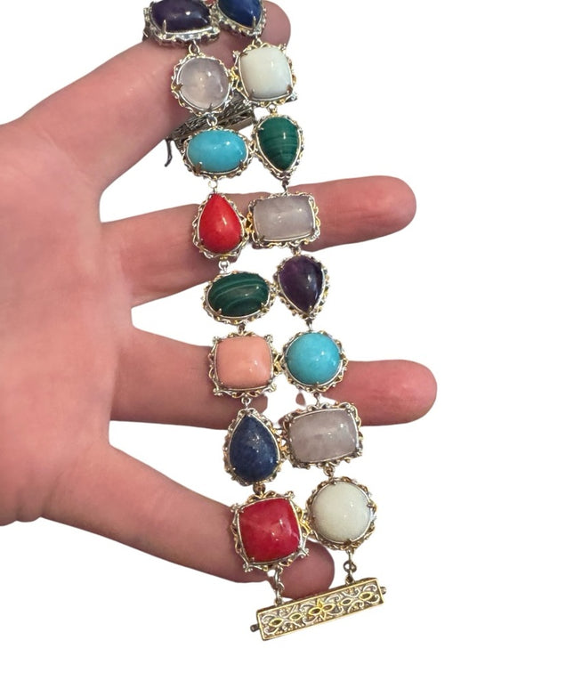 Gems En Vogue Michael Valitutti Multicolor Gemstone Bracelet Sterling 18k Gold