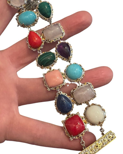 Gems En Vogue Michael Valitutti Multicolor Gemstone Bracelet Sterling 18k Gold