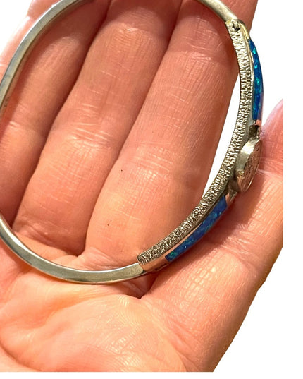 Vintage Silver Mexico Opal Aztec calendar bangle Bracelet