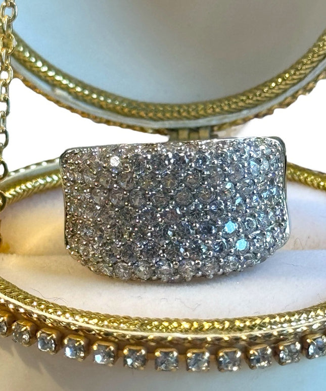 Lovely JSWJ CZ sterling silver cigar band ring sz 9