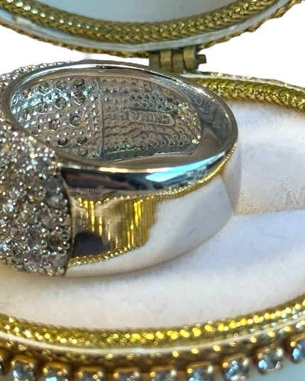 Lovely JSWJ CZ sterling silver cigar band ring sz 9