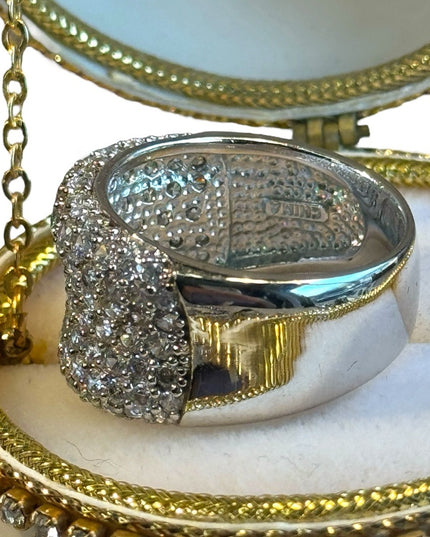 Lovely JSWJ CZ sterling silver cigar band ring sz 9