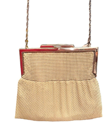 Elegant Vintage Mid Century Creme Mesh Evening Bag Purse in Original Box
