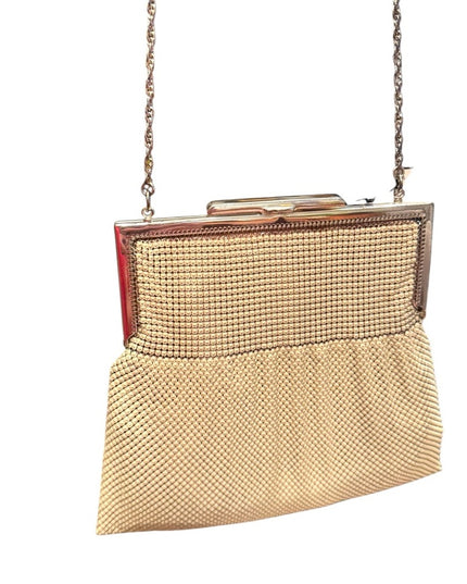 Elegant Vintage Mid Century Creme Mesh Evening Bag Purse in Original Box