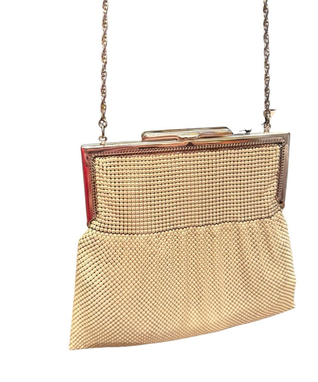 Elegant Vintage Mid Century Creme Mesh Evening Bag Purse in Original Box