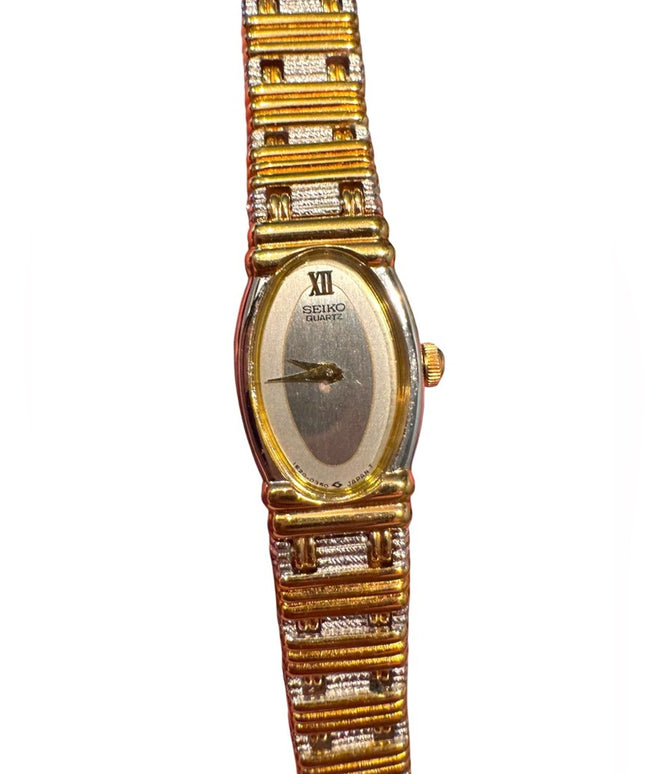 Vintage Seiko Two-Tone Gokd & Silver  Women's Timepiece watch Like New 6”